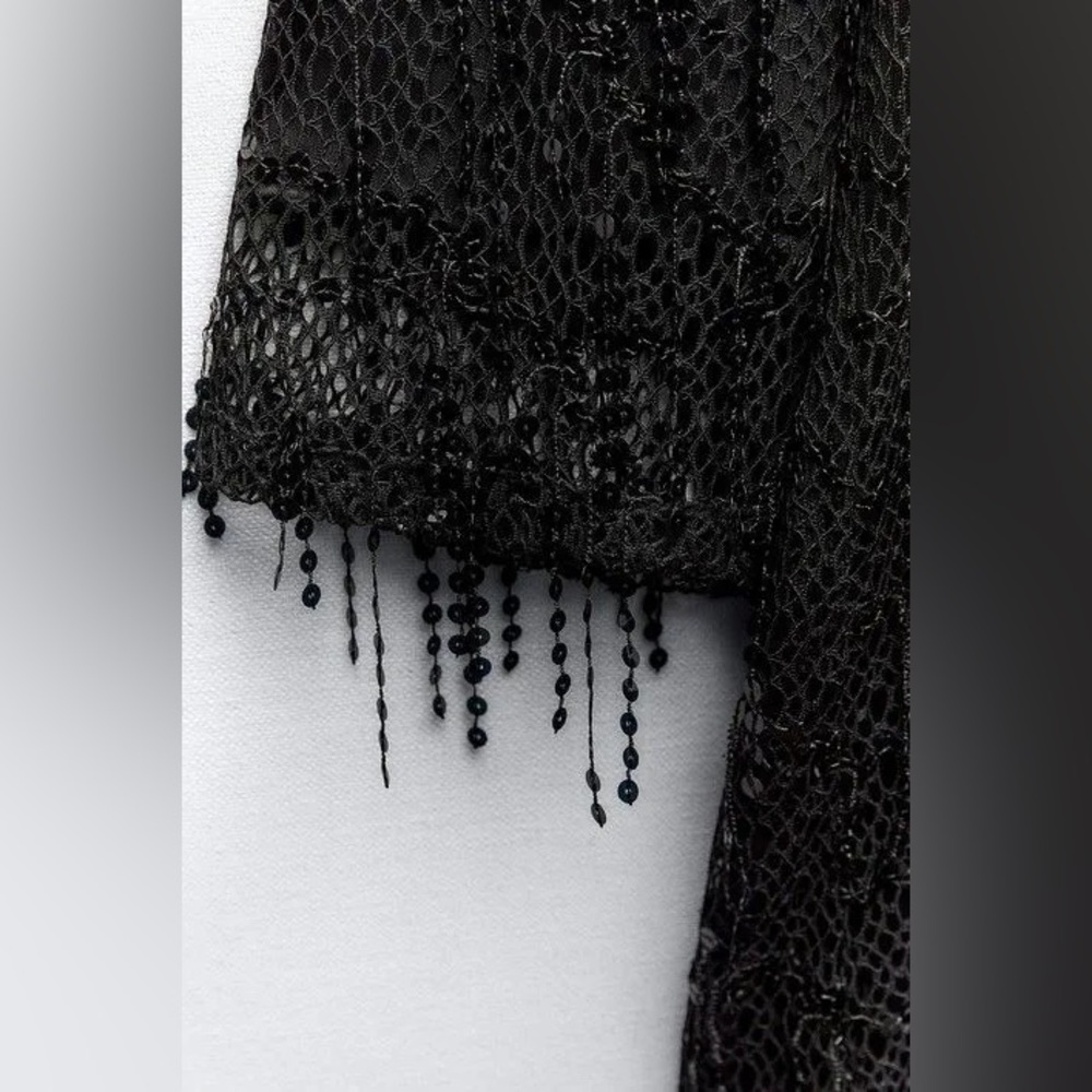 Zara FRINGED SEQUIN MINI DRESS. Black. Size S. New with Tags. - Picture 8 of 10